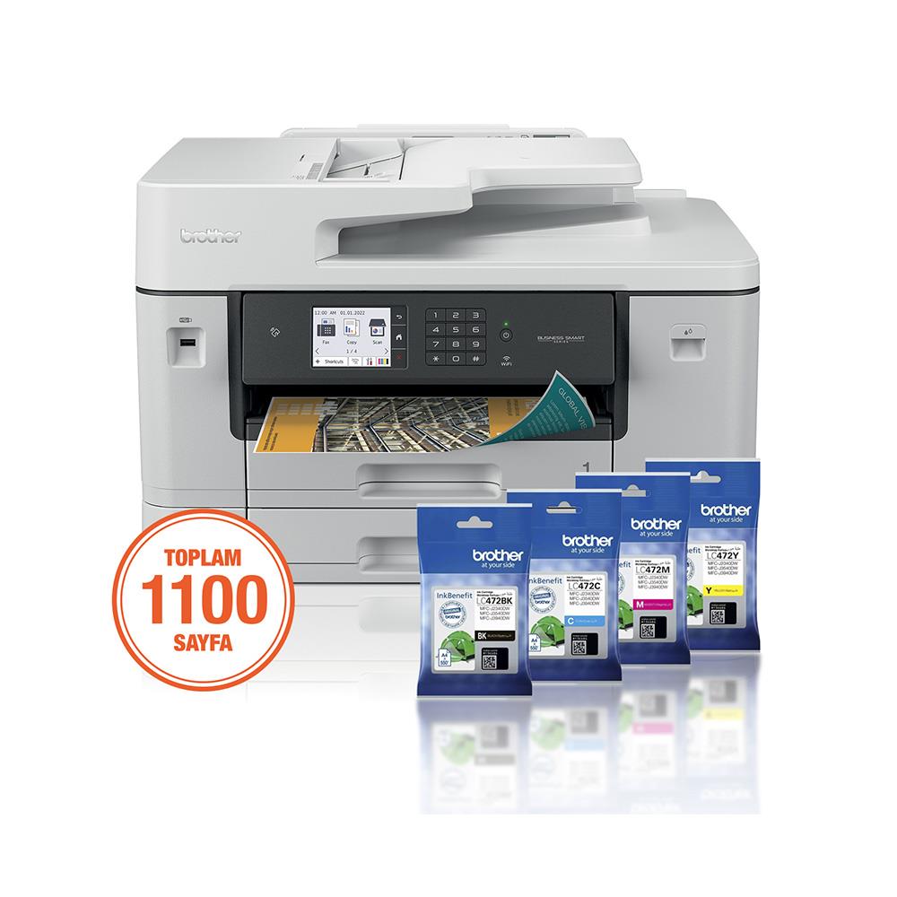 BROTHER A3/A4 Renkli MFC-J3940DW Yazıcı Tarayıcı Fotokopi USB 2.0,Ethernet,Kablosuz ikinci görünüm