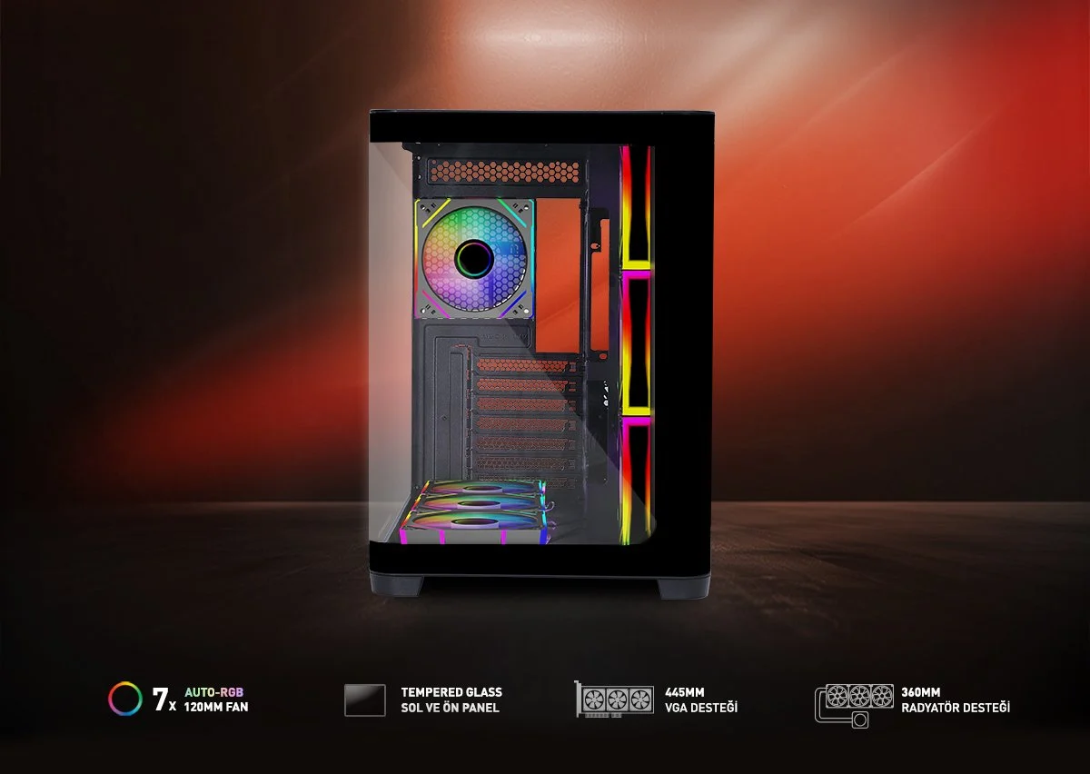 GAMEBOOSTER GB-G2852B 7-FANLI GAMING MID -TOWER PC KASASI