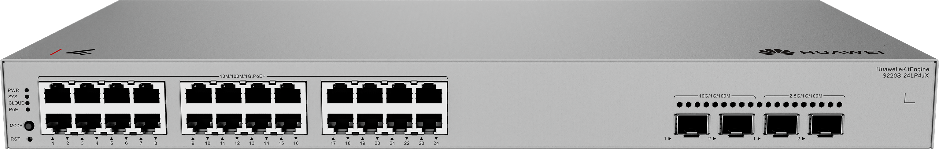 HUAWEI 24port POE+ 195w 2-SFP 2.5GE/2-SFP 10GE Gigabit Yönetilebilir Switch eKIT S220S-24LP4JX
