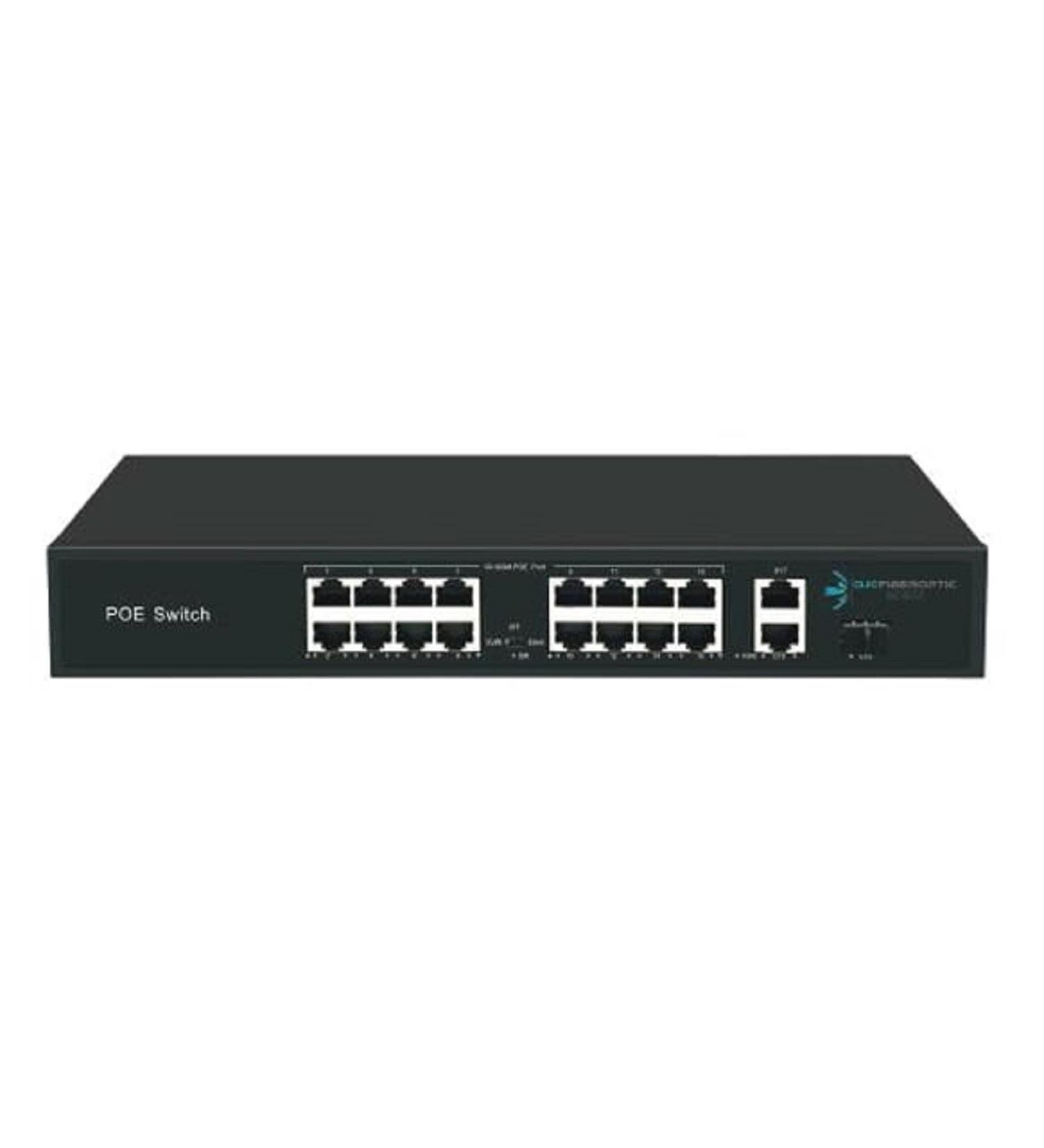 ODS 16port PoE  200w 2-Uplink 10/100 Yönetilemez Switch 08ODS-16P2U-200