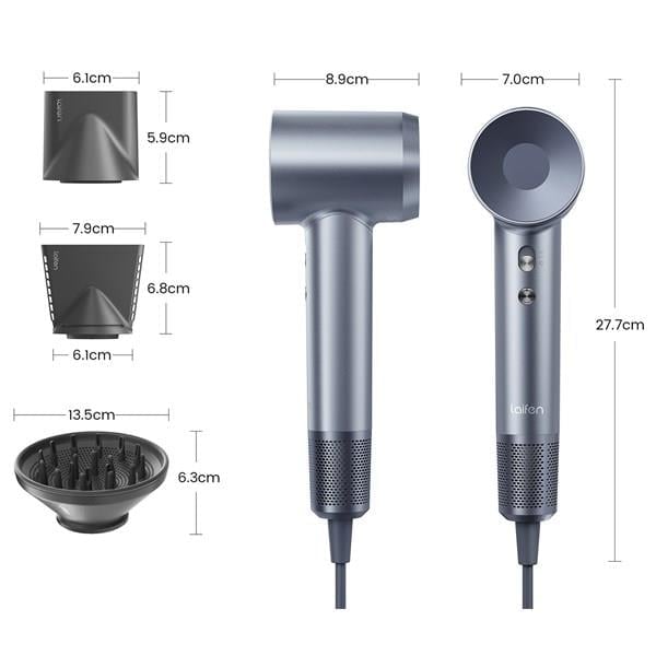 Laifen Swift Yüksek Hızlı Saç Kurutma Makinesi Gümüş/ Mavi 1600W 3 Başlıklı ikinci görünüm