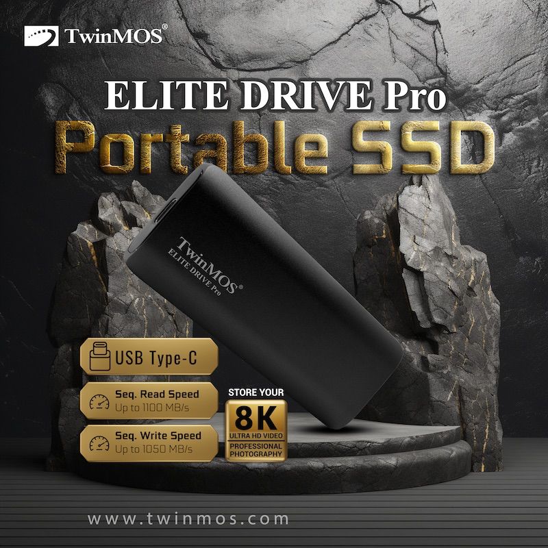 TWINMOS 1TB Elite Drive Pro PSSD1TBEDP SSD TypeC Harici Disk Siyah ikinci görünüm