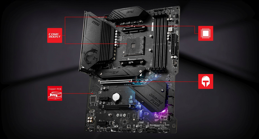MSI MPG B550 GAMING PLUS DDR4 HDMI DP PCIe 16X v4.0 AM4 ATX