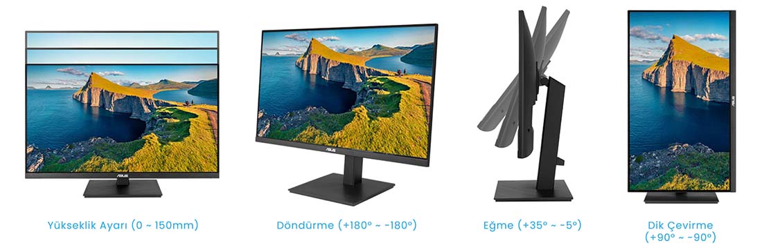 ASUS 27" IPS VA27UQSB 5MS 60Hz HDMI-DP-TYPE-C Pivot Kurumsal Monitör (3840 X 2160)