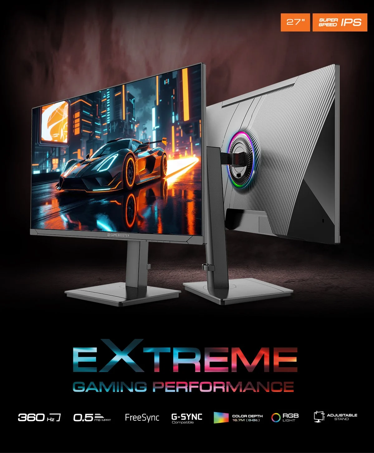GAMEBOOSTER 27" FAST IPS GB-27F360FP 0.5MS 360HZ HDMI-DP RGB PIVOT GAMING MONİTÖR