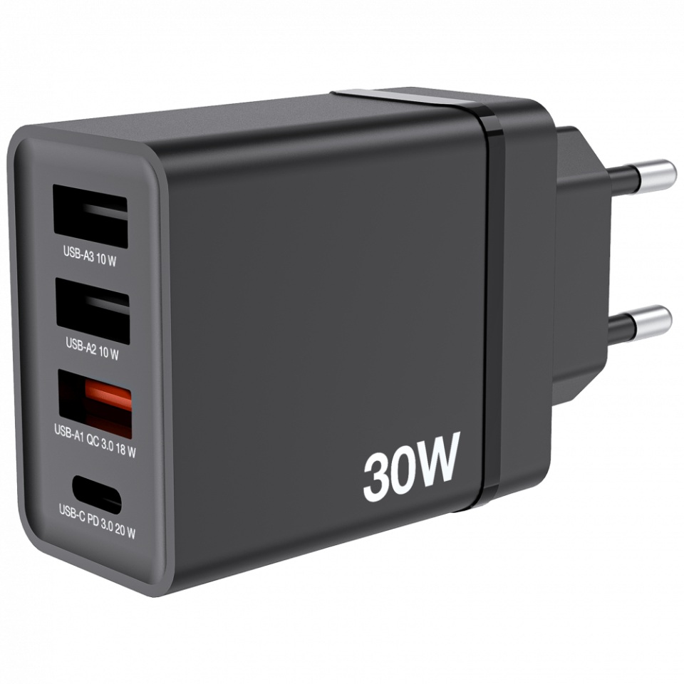 VERBATIM CHR-30EU1 30W 4 Bağlantı Noktalı USB Duvar Şarj Cihazı - Siyah