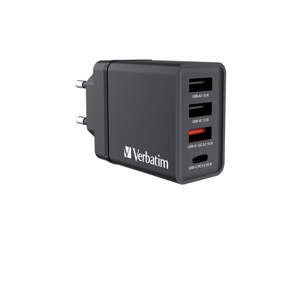 VERBATIM CHR-30EU1 30W 4 Bağlantı Noktalı USB Duvar Şarj Cihazı - Siyah