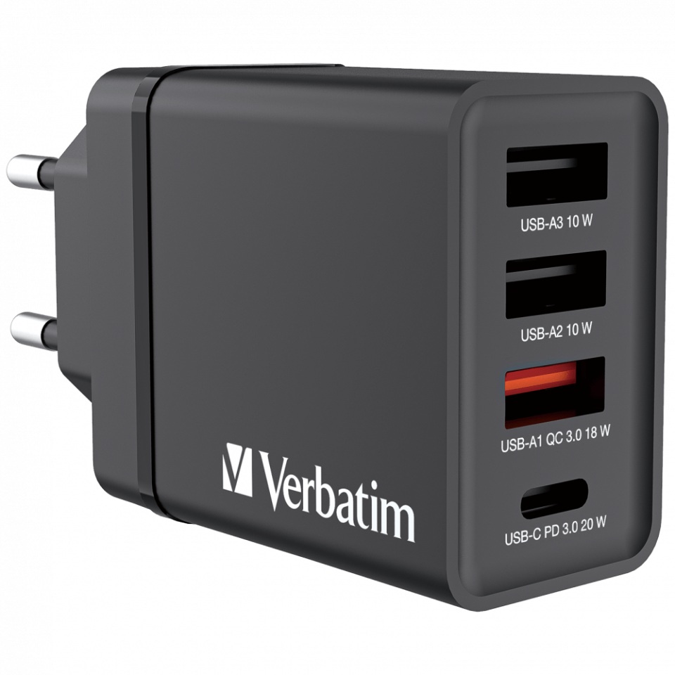 VERBATIM CHR-30EU1 30W 4 Bağlantı Noktalı USB Duvar Şarj Cihazı - Siyah ikinci görünüm