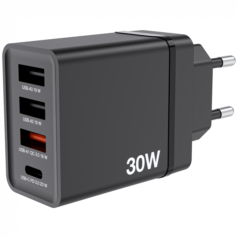 VERBATIM CHR-30EU1 30W 4 Bağlantı Noktalı USB Duvar Şarj Cihazı - Siyah