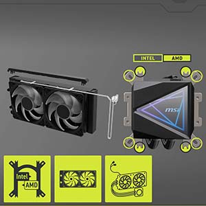 MSI 240mm MAG CORELIQUID I240 ARGB Sıvı Soğutmalı AM5-1851p İşlemci Fanı