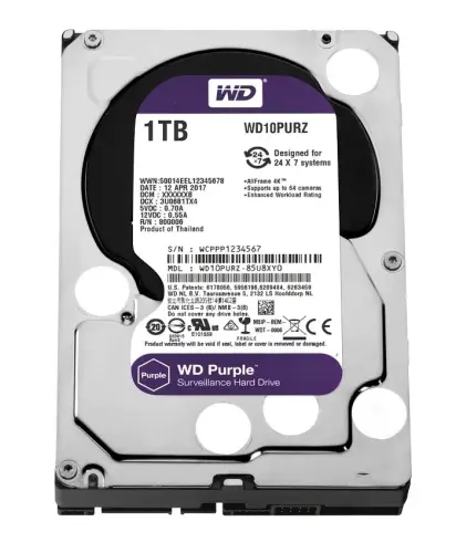 WD 3.5" 1TB PURPLE WD10PURZ 5400 RPM 64MB SATA-3 Güvenlik Diski