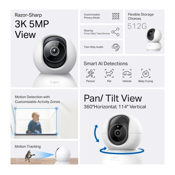TP-LINK 5MP PAN-TILT Tapo C230 WİFİ Kamera