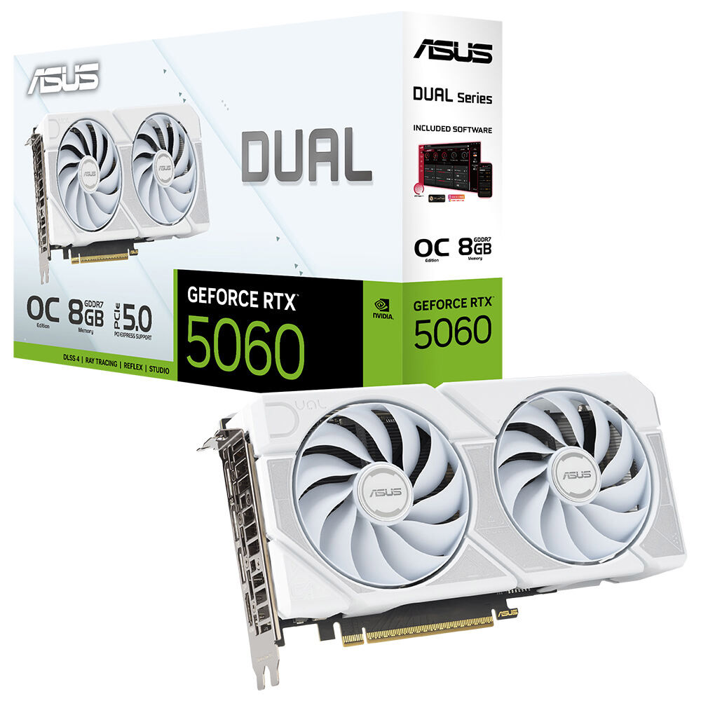 ASUS RTX5060 8GB DUAL-RTX5060-O8G GDDR7 128bit HDMI DP PCIe 5.0 WHITE EDITION