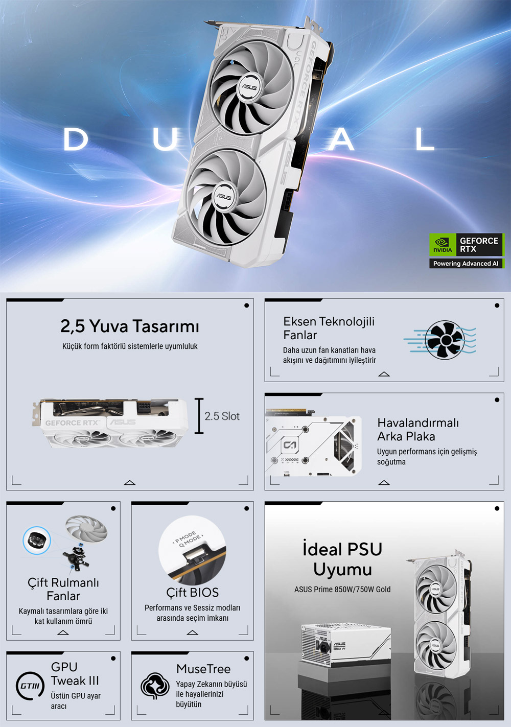 ASUS RTX5060 8GB DUAL-RTX5060-O8G GDDR7 128bit HDMI DP PCIe 5.0 WHITE EDITION