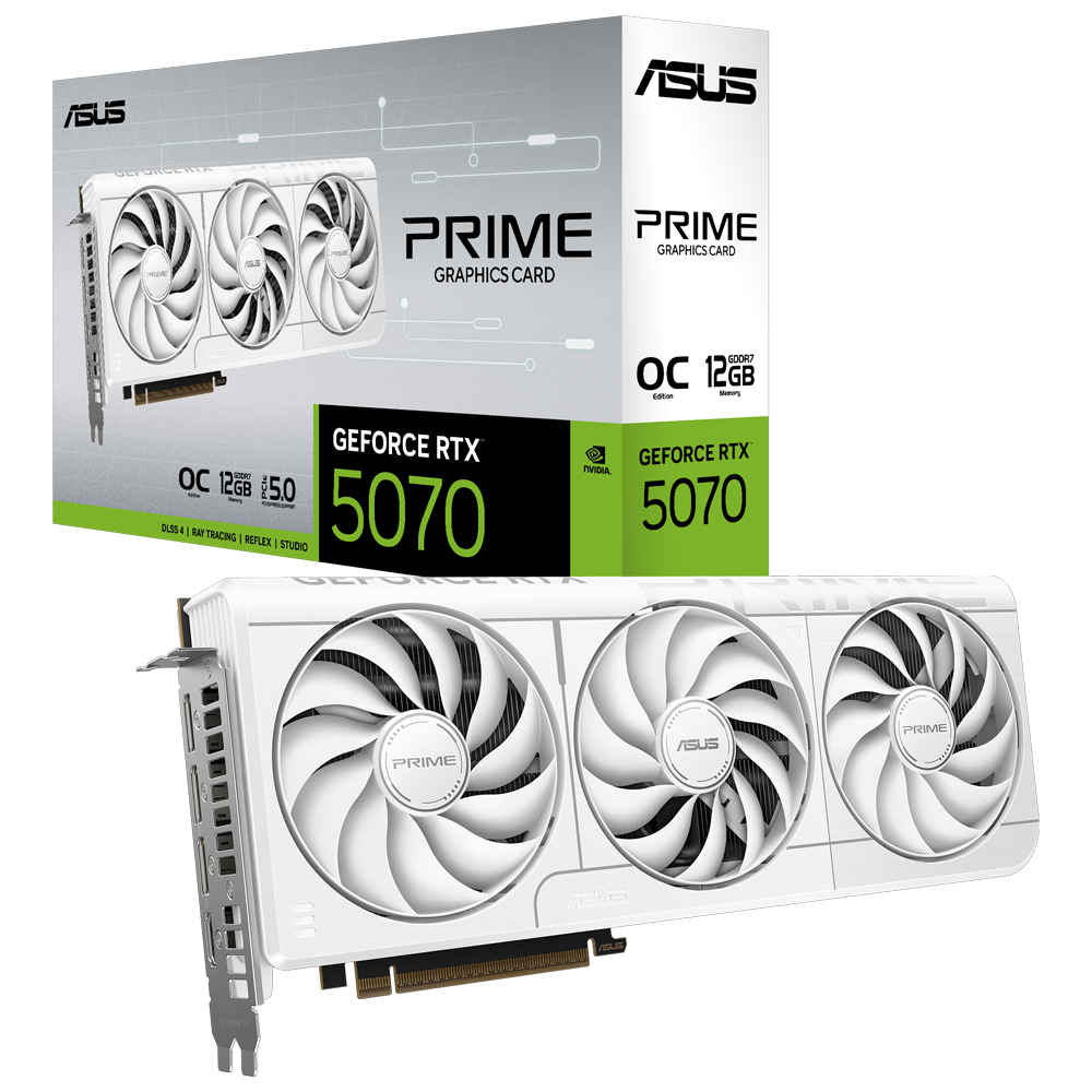 ASUS 12GB PRIME RTX5070-O12G GDDR7 192bit HDMI DP PCIe 5.0 Whıte Edıtıon ikinci görünüm