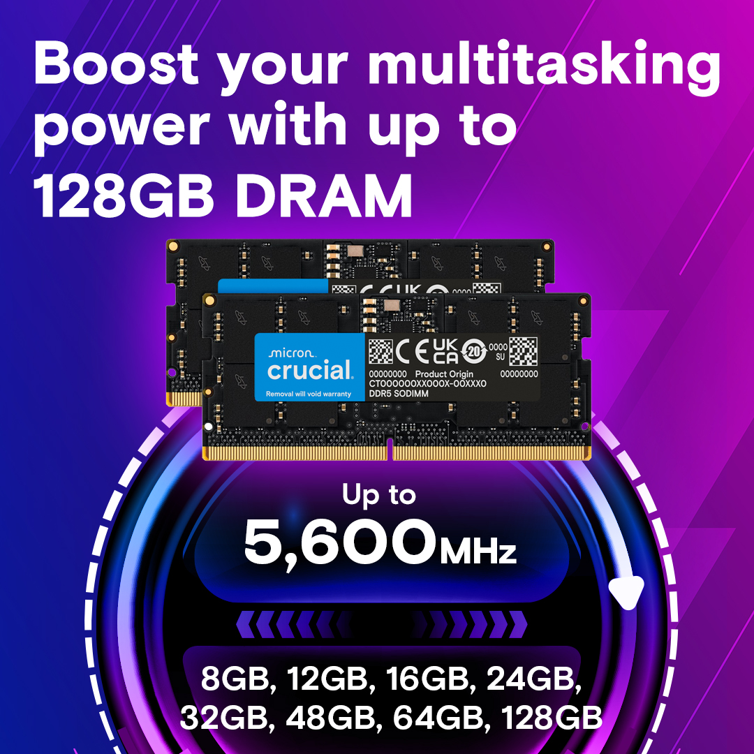 CRUCIAL 96GB (2X 48GB) DDR5 5600MHZ NOTEBOOK RAM VALUE CT2K48G56C46S5