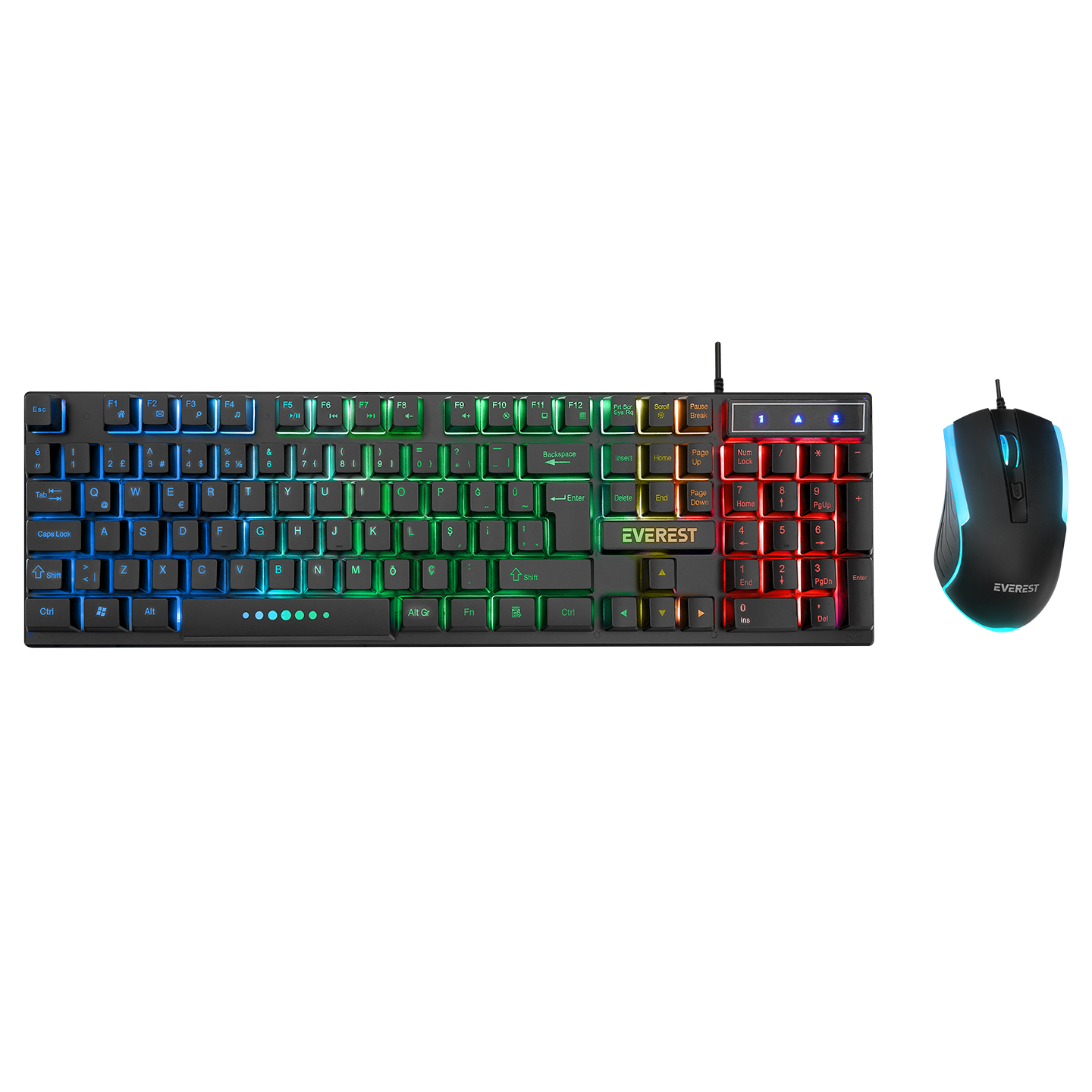 EVEREST KM-198 Kablolu USB Q Trk Siyah Gaming Klavye - Mouse Set ikinci görünüm