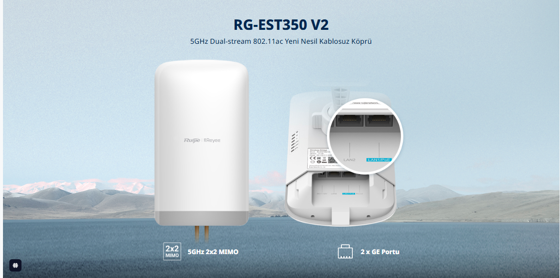 RUIJIE REYEE RG-EST350 10dbi 867mbps 5ghz 5+km Harici Access Point 2-li Set