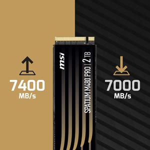 MSI 2TB SPATIUM M480 PRO 7400 7000MB/s M2 NVME GEN4 Disk Soğutuculu