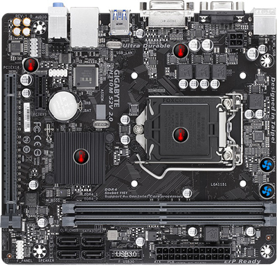 GIGABYTE H310M-S2V 2.0 DDR4 SATA3 DVI PCIe 16X v3.0 1151p v2 mATX