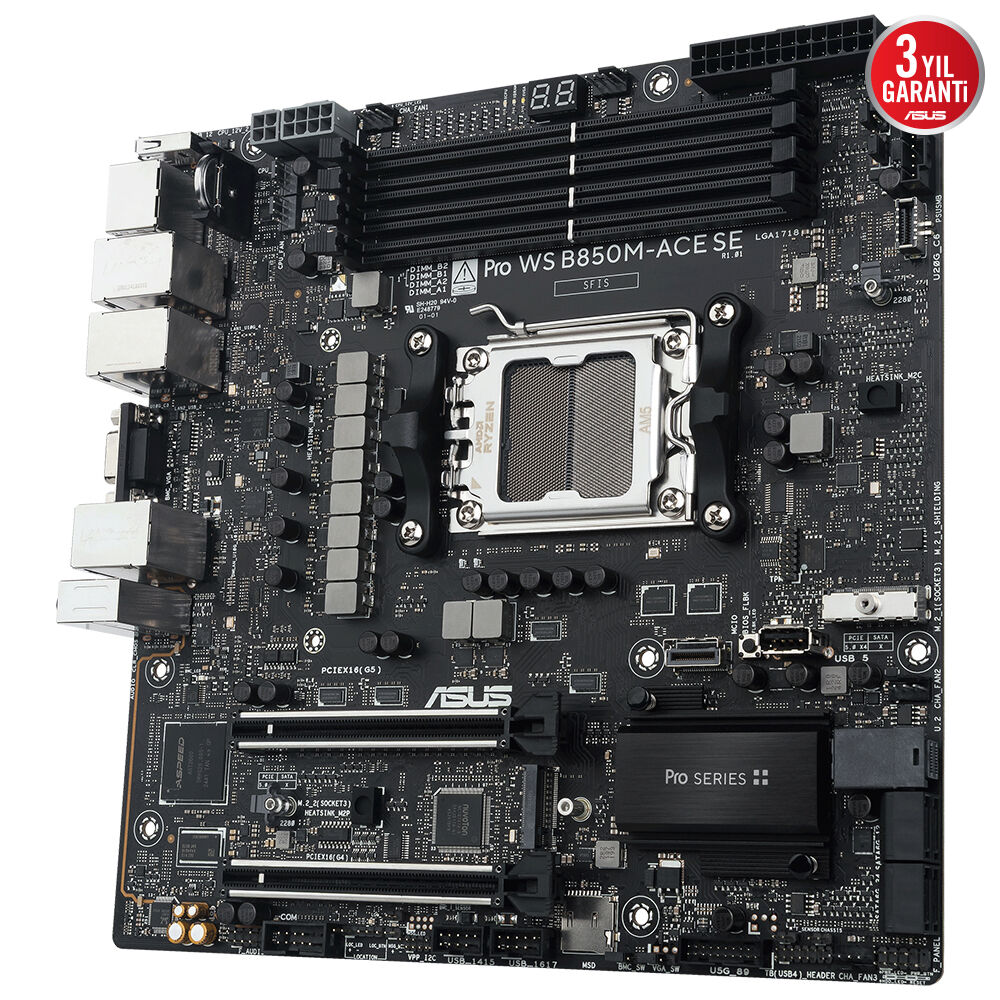 ASUS PRO WS B850-ACE SE WIFI7 DDR5 HDMI DP PCIE 5.0 AM5 ATX İş İstasyonu Anakartı