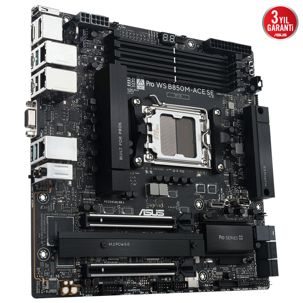 ASUS PRO WS B850-ACE SE WIFI7 DDR5 HDMI DP PCIE 5.0 AM5 ATX İş İstasyonu Anakartı