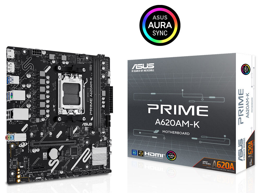 ASUS PRIME A620AM-K DDR5 HDMI PCIe 16X v4.0 AM5 mATX