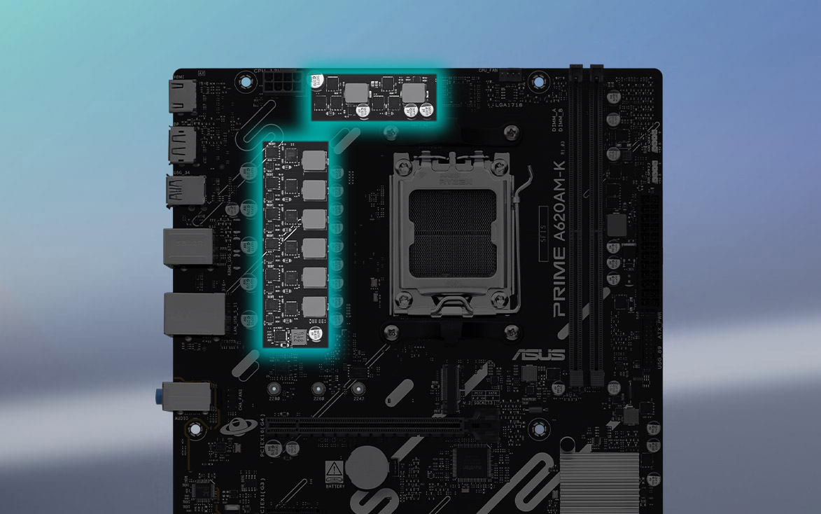 ASUS PRIME A620AM-K DDR5 HDMI PCIe 16X v4.0 AM5 mATX