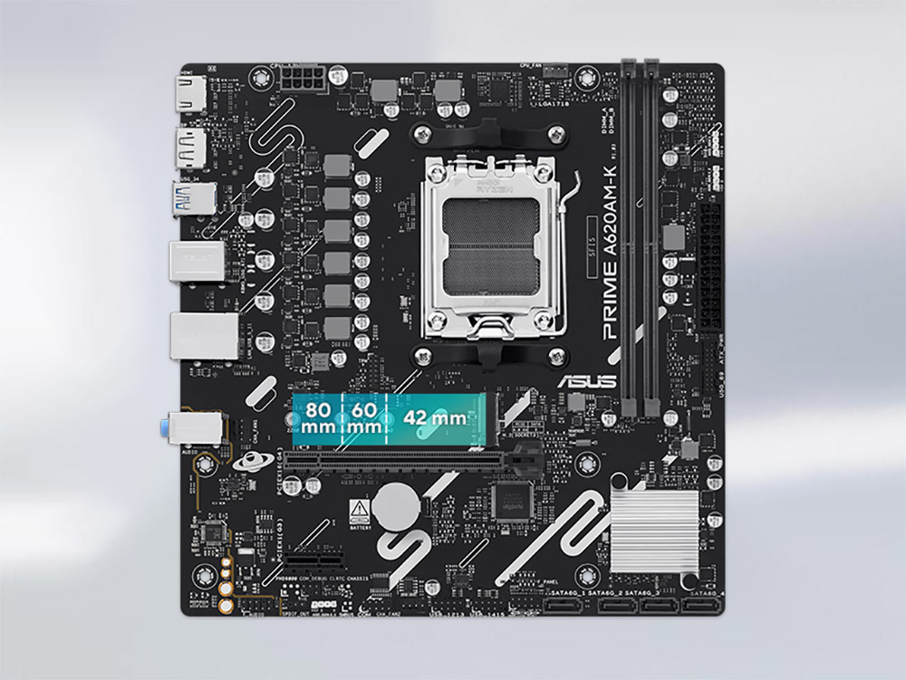 ASUS PRIME A620AM-K DDR5 HDMI PCIe 16X v4.0 AM5 mATX