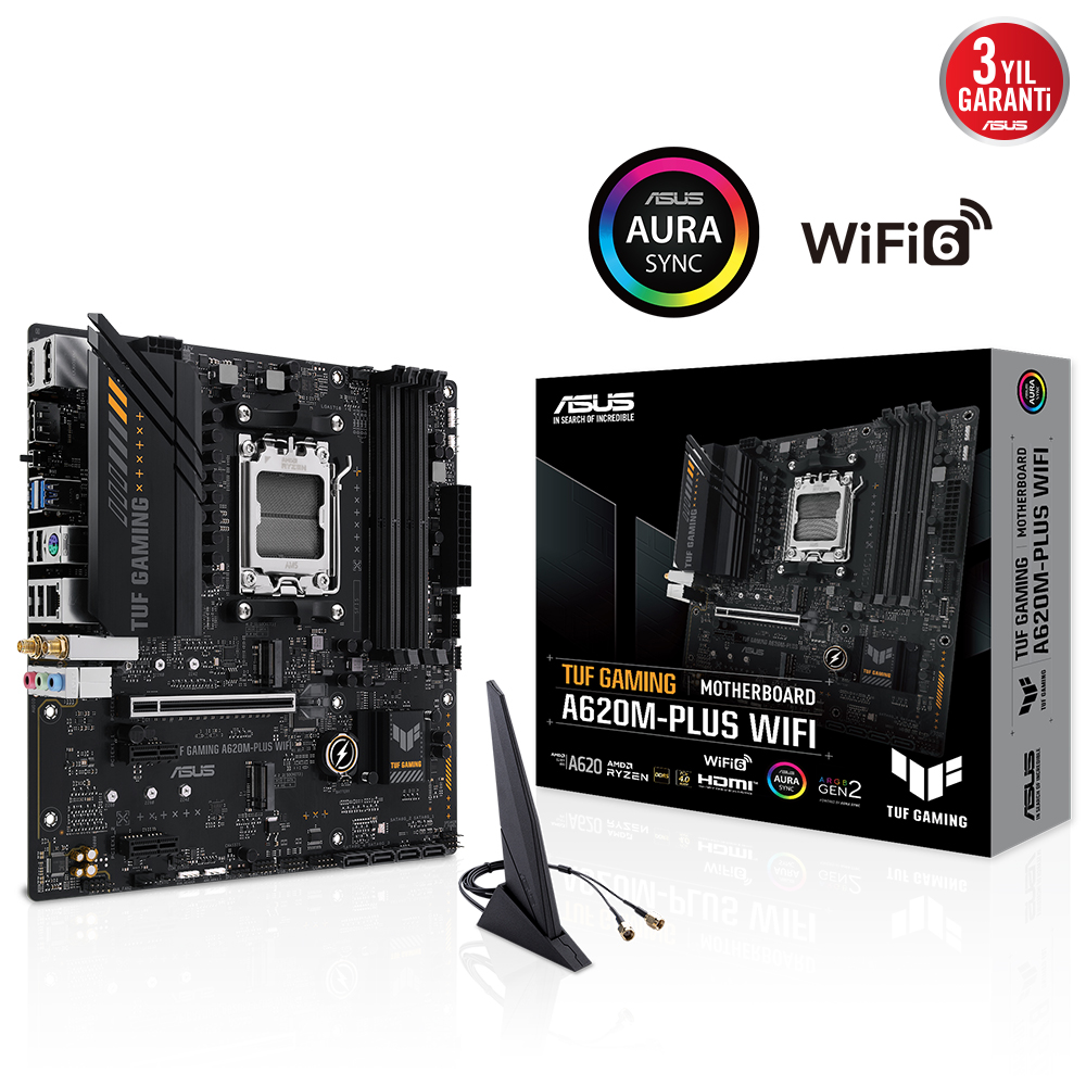 ASUS TUF GAMING A620AM-PLUS WIFI DDR5 HDMI DP PCIe 16X v4.0 AM5 mATX