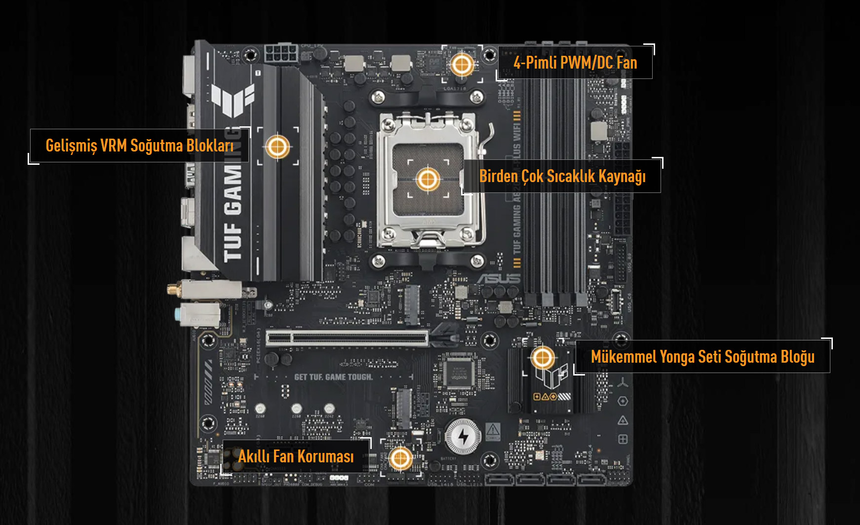 ASUS TUF GAMING A620AM-PLUS WIFI DDR5 HDMI DP PCIe 16X v4.0 AM5 mATX