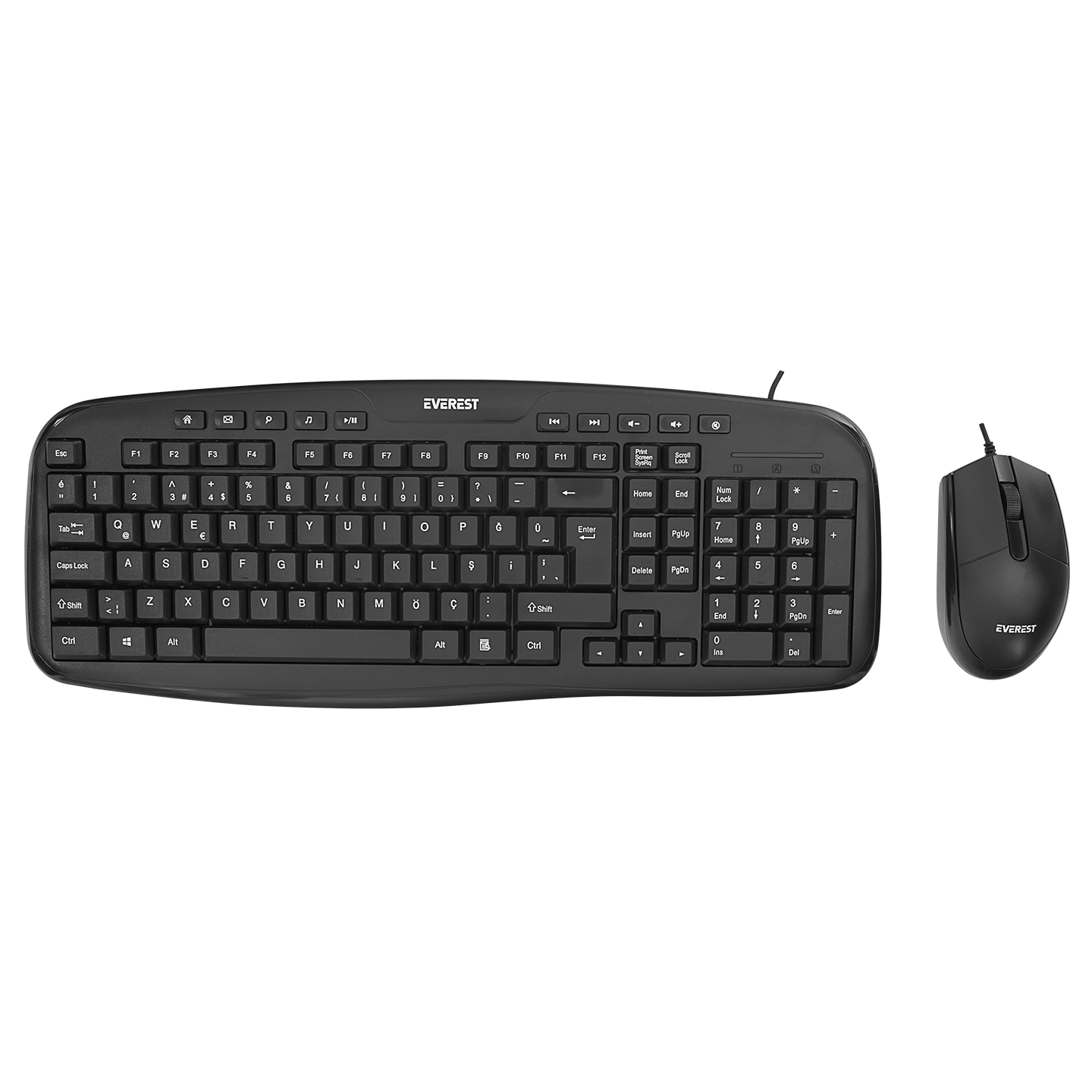 EVEREST UN-795 Kablolu USB Q Trk Siyah Klavye - Mouse Set ikinci görünüm