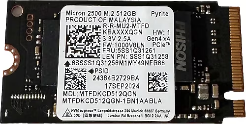 MICRON 512GB 2500 MTFDKCD512QGN 4200-2000MB/s 2242 M2 NVME GEN4 Disk Kutusuz