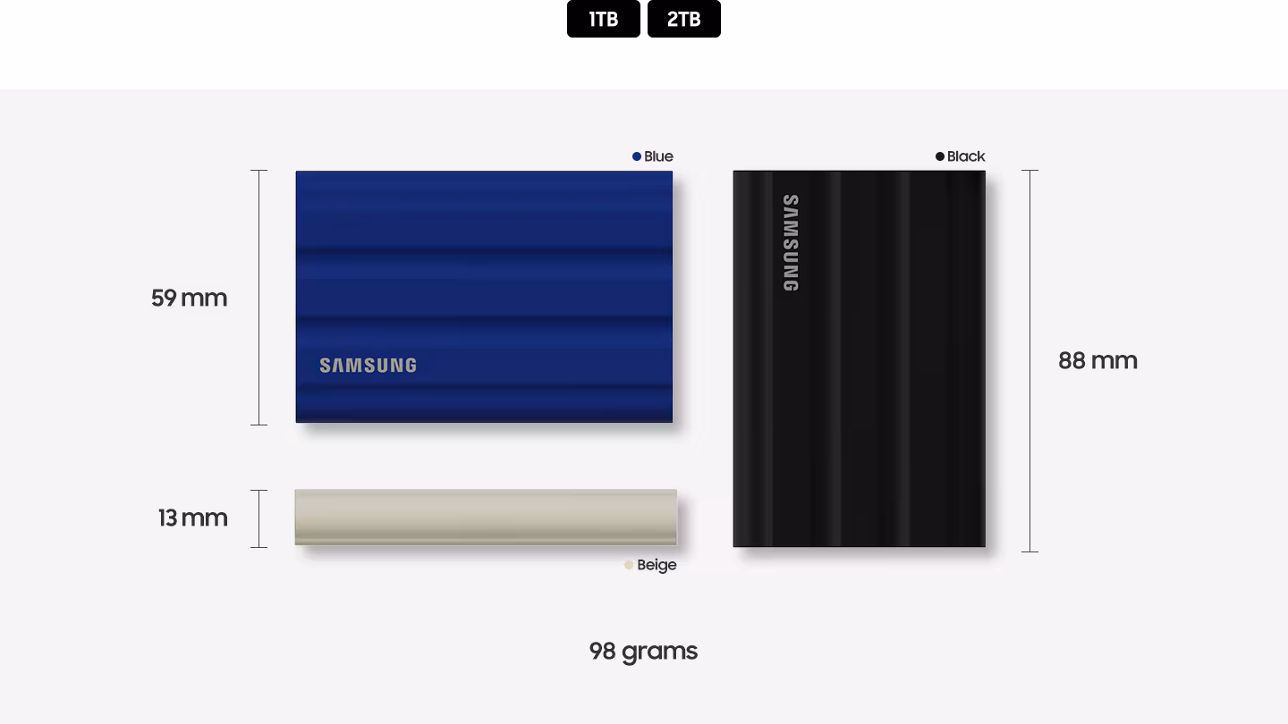 SAMSUNG 2TB SSD 2.5" T7 SHIELD MU-PE2T0K/WW USB 3.0 Harici Harddisk