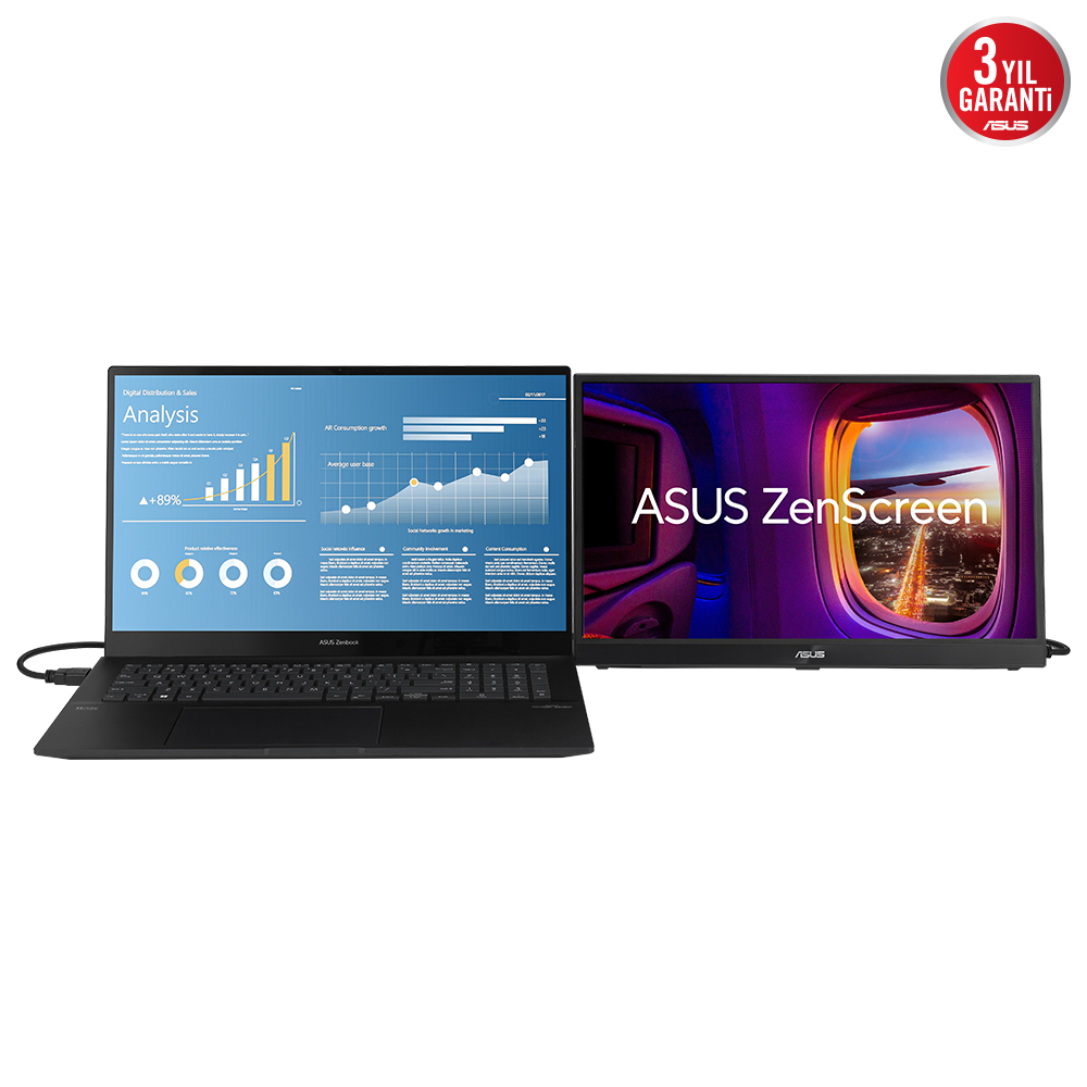 ASUS 17.3" IPS ZENSCREEN MB17AHG 5MS 144Hz HDMI TYPEC Taşınabilir Monitör 1920X1080