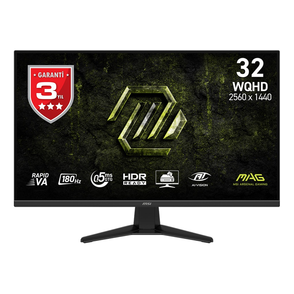 MSI 31.5" FLAT VA RAPID MAG 325QF E18V 0.5MS 180Hz HDMI-DP Gaming Monitör 2560X1440