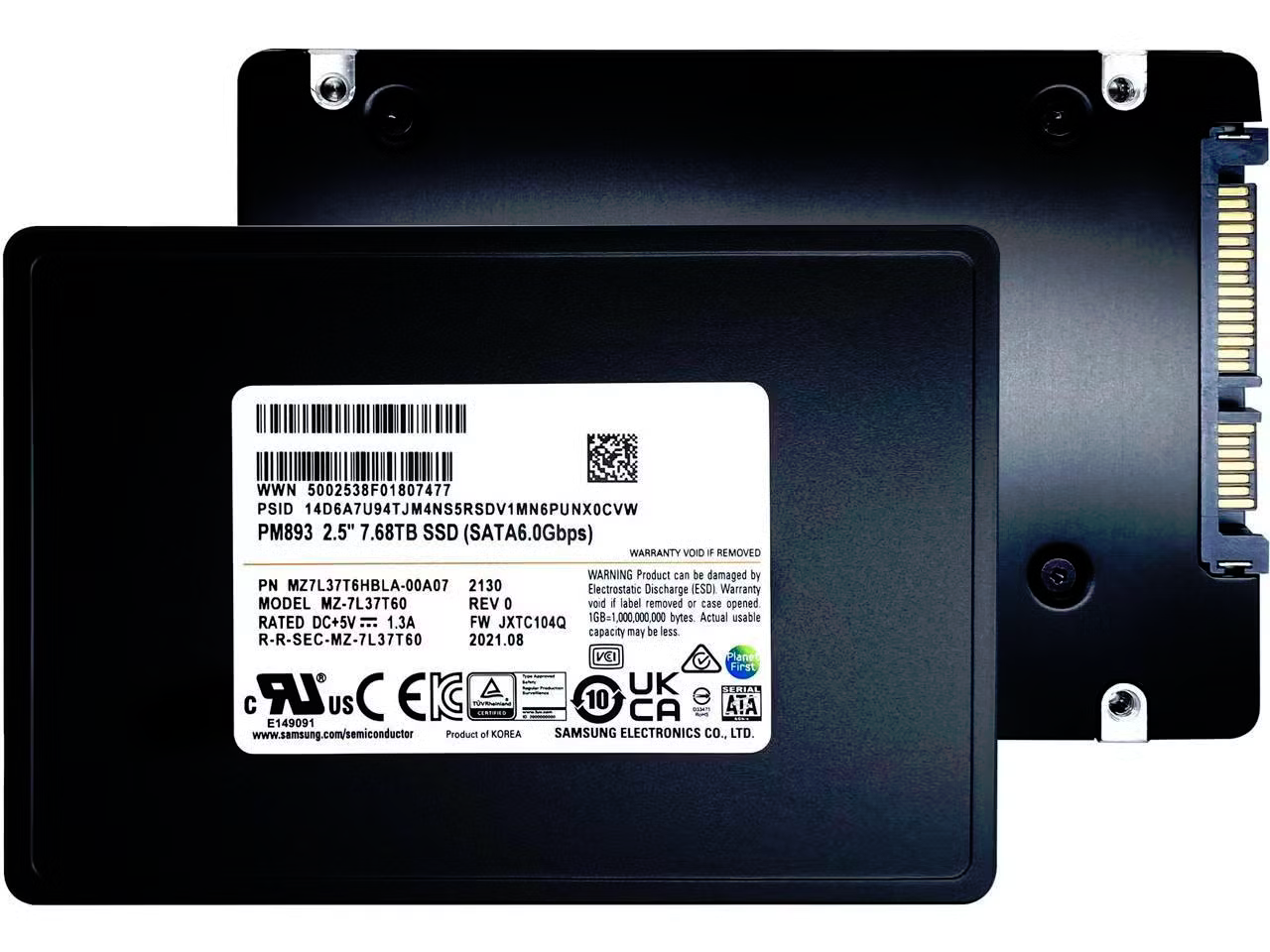 SAMSUNG 7.68TB 2.5" PM893 MZ7L37T6HBLA-00A07 Sata-3 Enterprise SSD Disk Kutusuz