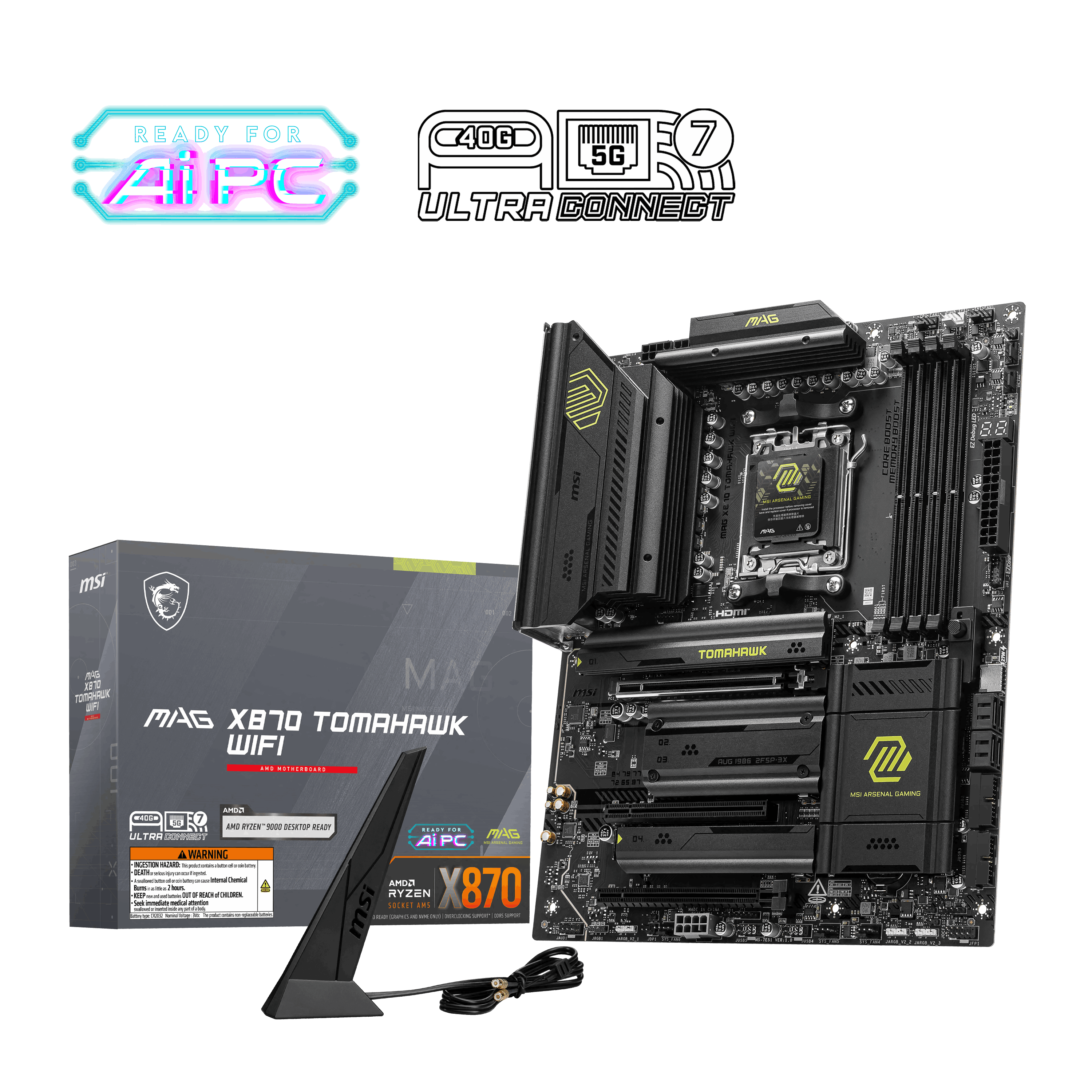 MSI MAG X870 TOMAHAWK WIFI-7 DDR5 HDMI DP PCIe 16X v5.0 AM5 ATX