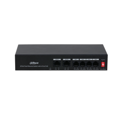 DAHUA 6port 36w 4port PoE PFS3006-4ET-36 10/100 2X-UPLINK Yönetilemez Switch