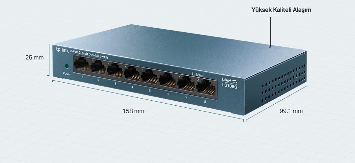 TP-LINK 8port LS108G GIGABIT Yönetilemez Switch Masaüstü