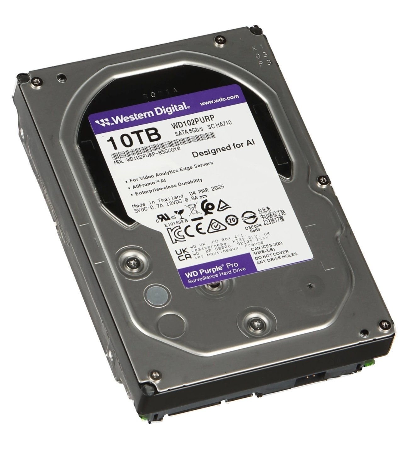 WD 3.5" 10TB PURPLE WD102PURX 7200RPM 256MB SATA-3 Güvenlik Diski