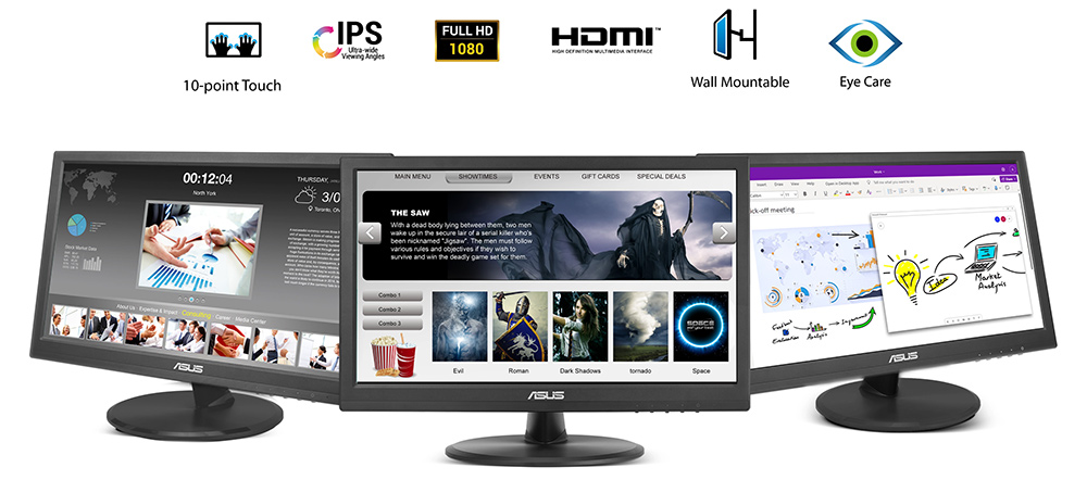 ASUS 15.6" IPS Dokunmatik VT169HE 5ms 60Hz HDMI Taşınabilir Monitör 1920x1080 / 90LM09V1-B01170
