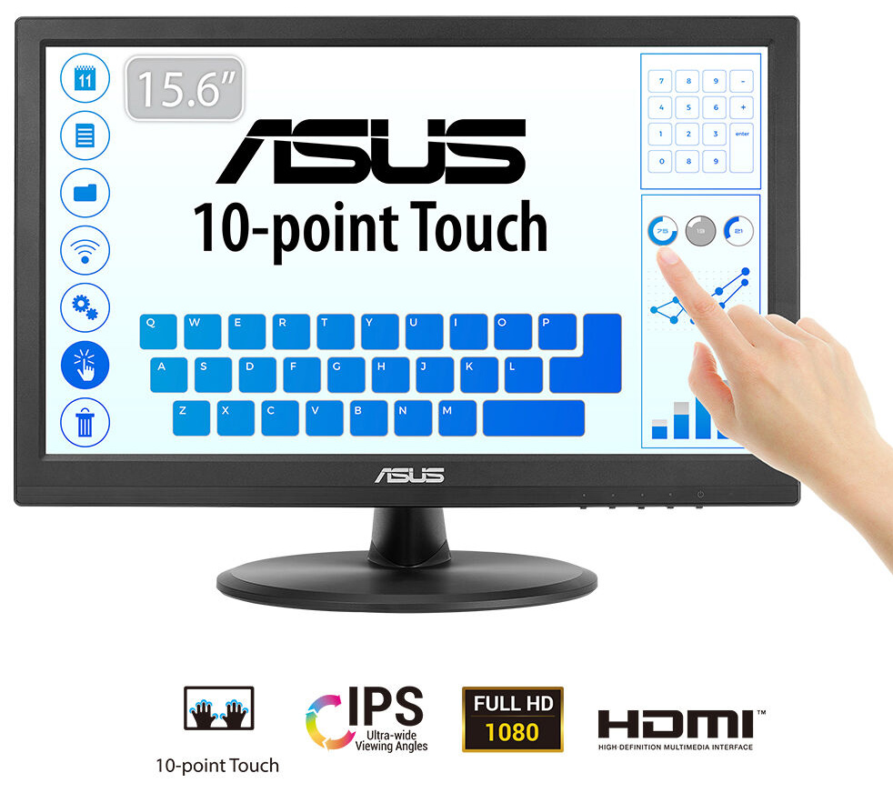 ASUS 15.6" IPS Dokunmatik VT169HE 5ms 60Hz HDMI Taşınabilir Monitör 1920x1080 / 90LM09V1-B01170