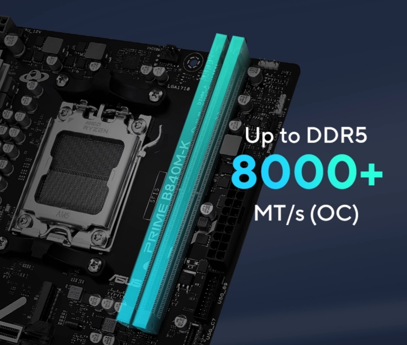 ASUS PRIME B840M-K DDR5 HDMI PCIE 4.0 AM5 mATX