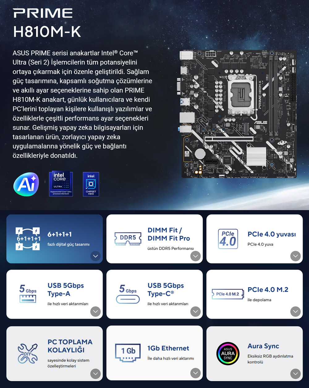 ASUS PRIME H810M-K DDR5 HDMI PCIE 4.0 1851p mATX