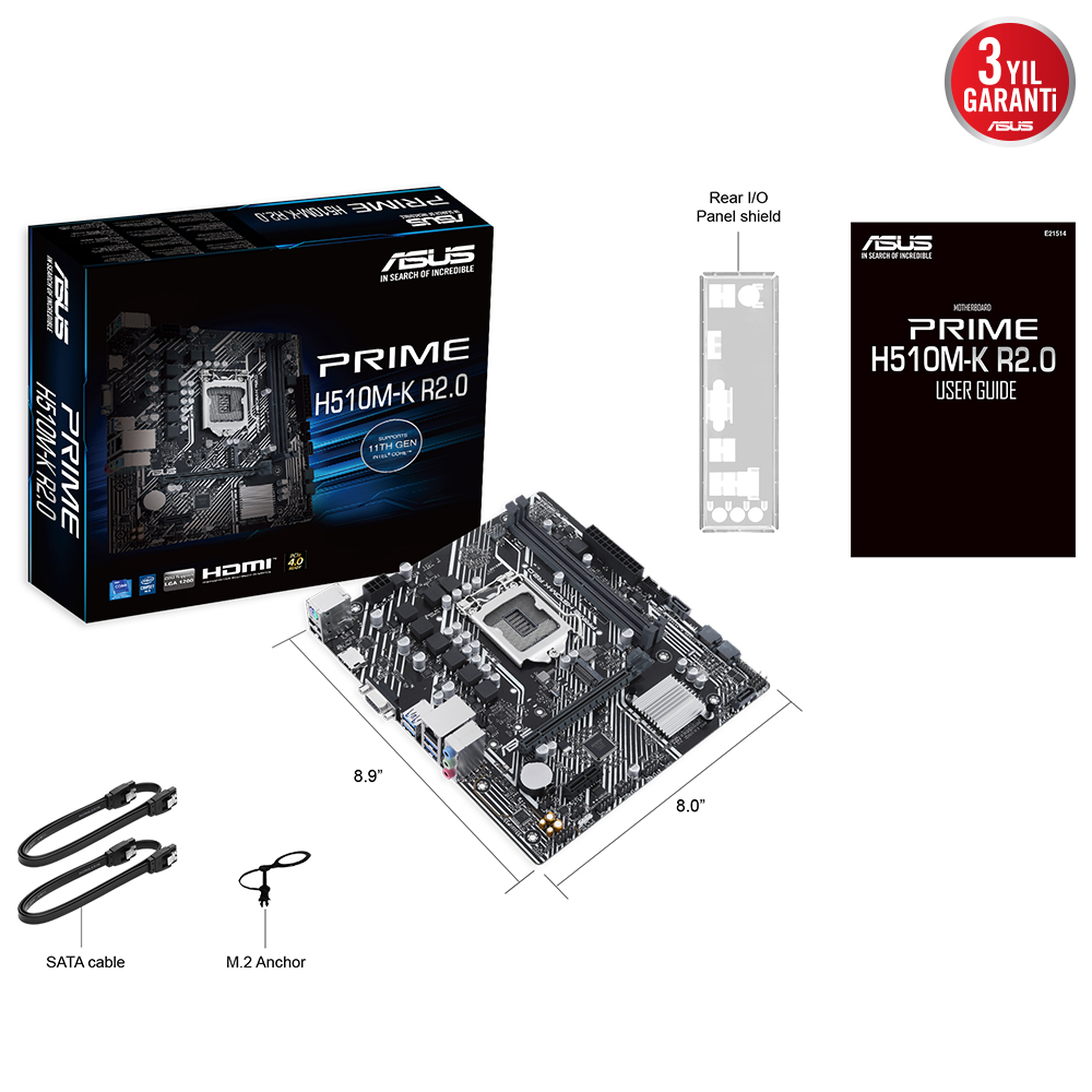 ASUS PRIME H510M-K R2.0 DDR4 HDMI PCIe 16X v4.0 1200p v2 mATX