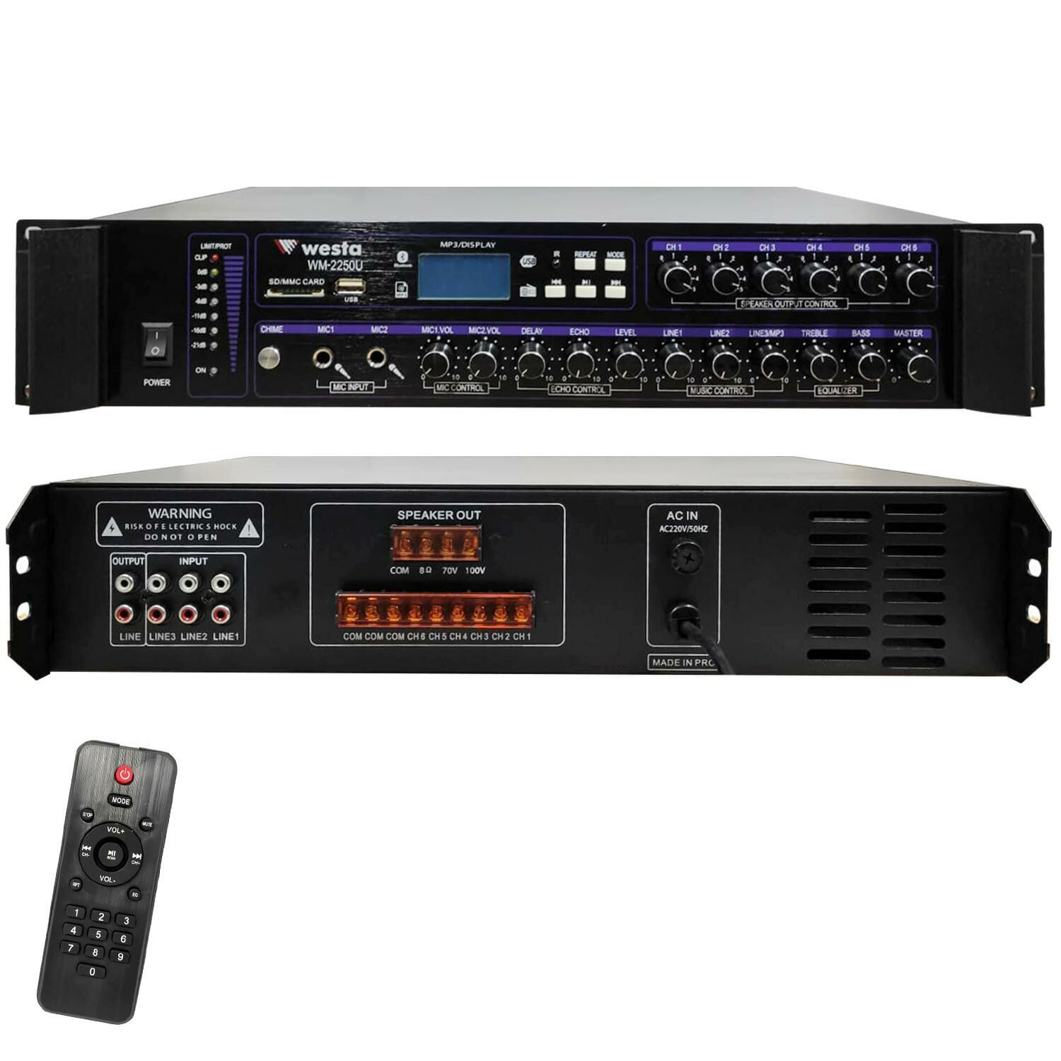 WESTA WM-2250U 6 Bölgeli 250W 100V Mikser Amfi