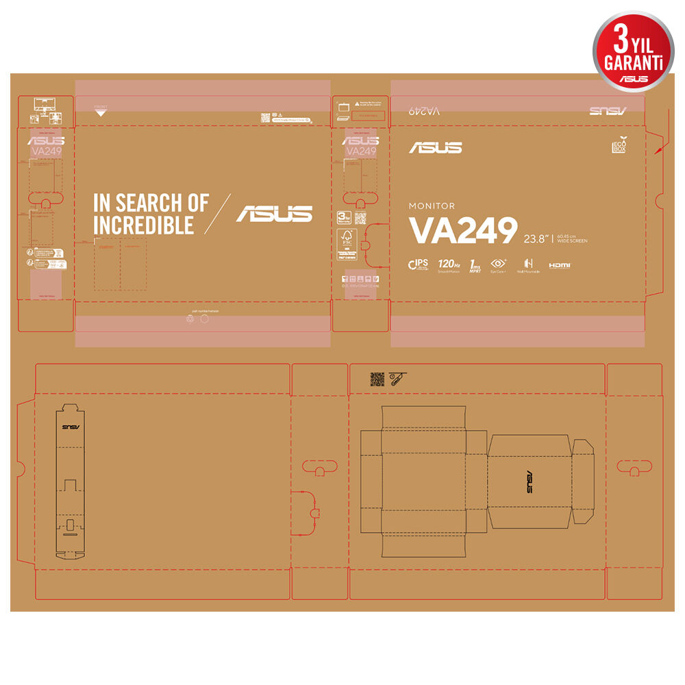 ASUS 23.8" IPS VA249HG 1MS 120Hz HDMI Multimedya Monitör (1920 X 1080)