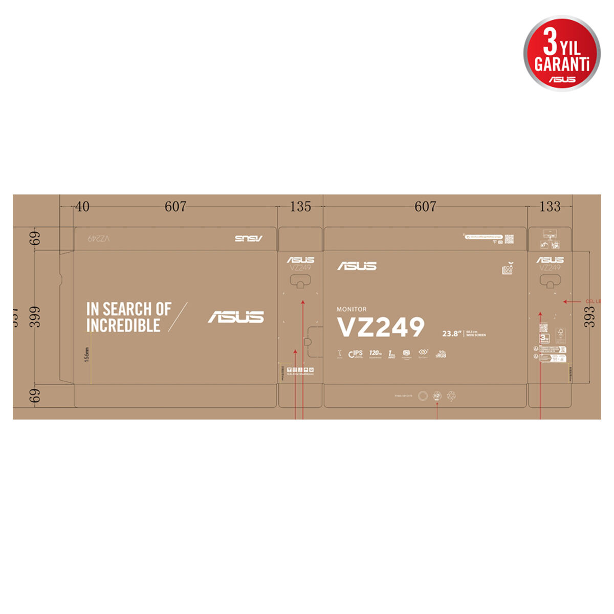 ASUS 23.8" IPS VZ249HG 1MS 120Hz HDMI Gaming Monitör (1920 X 1080)