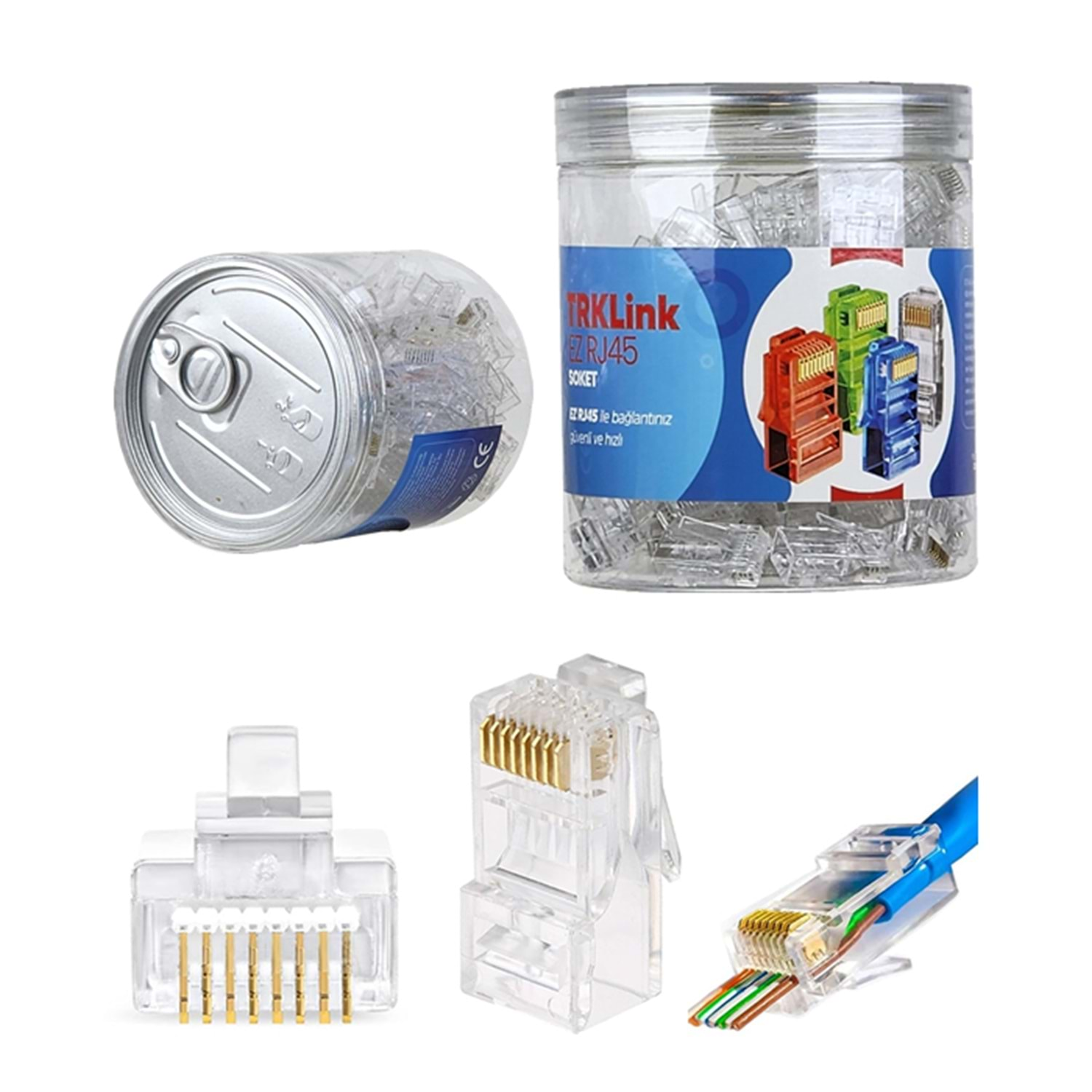 TRKLINK RJ45 Soket 100'lü Paket PVS Kutu